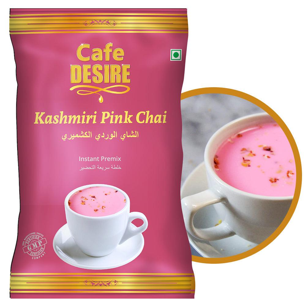 Pink Tea Premix 1Kg | Makes 40 Cups(8 oz) | 3 in 1 | Milk not required | For Manual Use - Just add Hot Water | Suitable for all Vending Machines | Mixture of Aromatic Herbs & Spices including Almond - Saffron - cd-usa.com