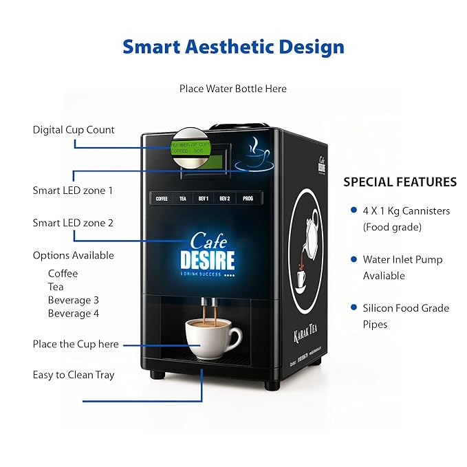 4 LANE LED - Tea & Coffee Vending Machine (Multi-Water-Inlet)
