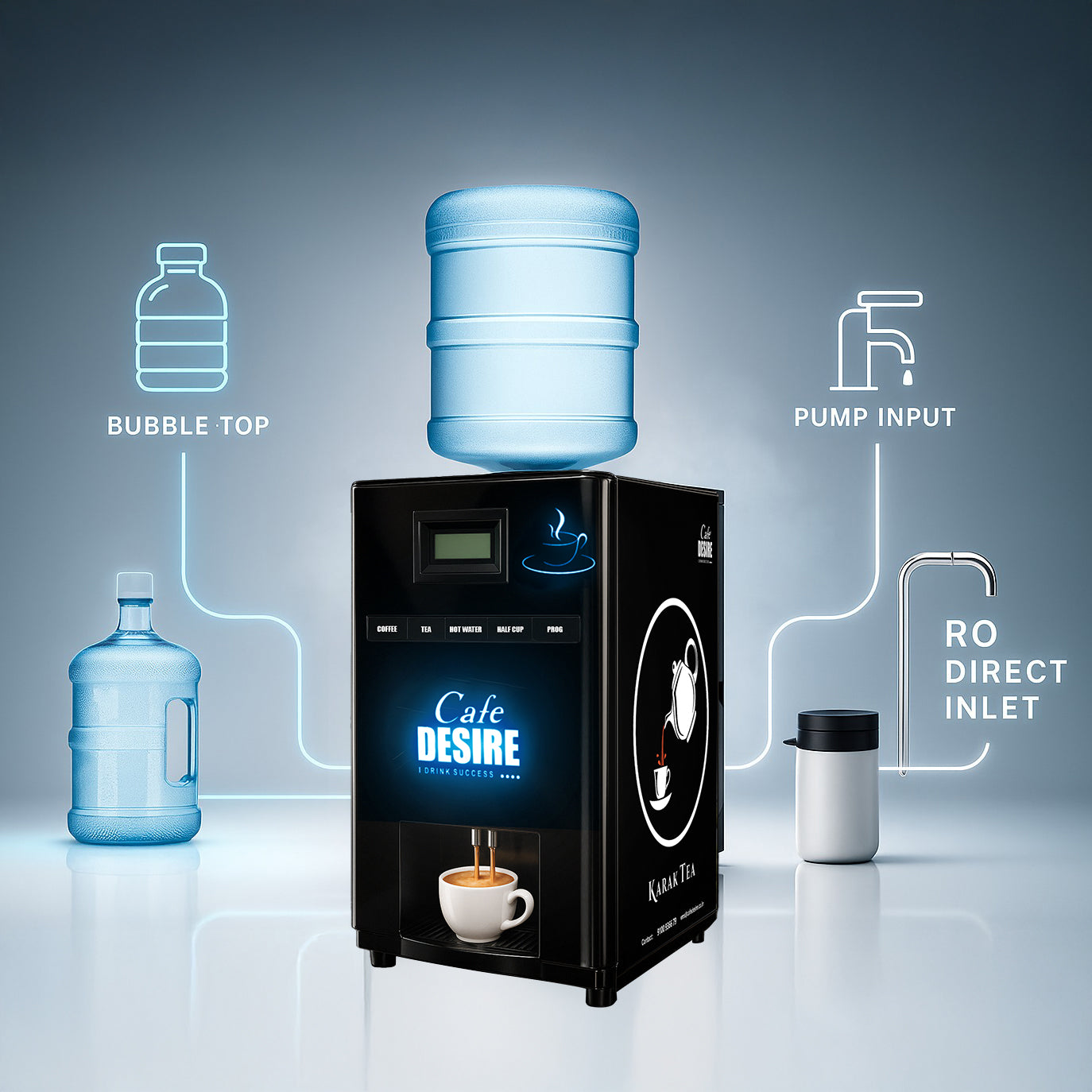 4 LANE LED - Tea & Coffee Vending Machine (Multi-Water-Inlet)