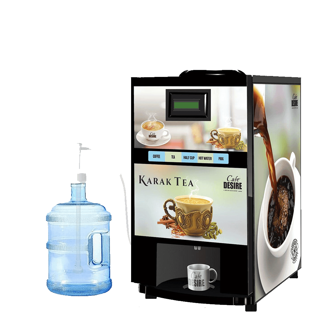 Pump Model - Coffee Tea Vending Machine - 2 Lane | Two Beverage Options | Fully Automatic Tea & Coffee Vending Machine | For Offices, Shops and Smart Homes | Make 2 Varieties of Coffee Tea with Premix - cd-usa.com