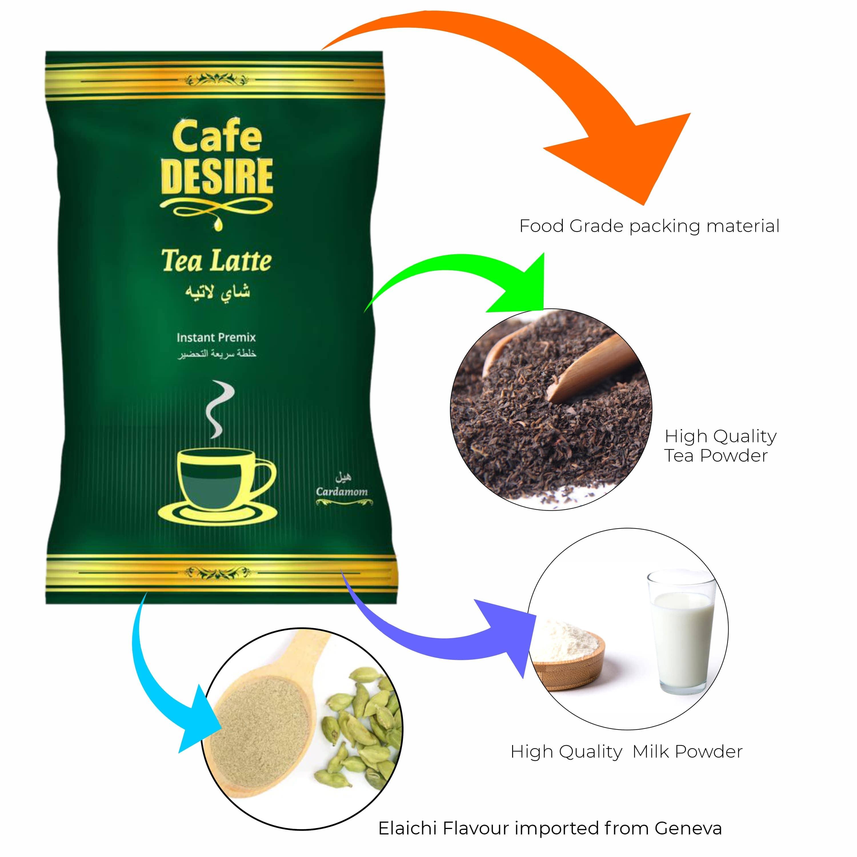 Tea Latte - Cardamom Premix (650g) | Makes 30 Cups(8 oz) | No Added Sugar | Milk not required | Cardamom Flavour Imported from Geneva | For Manual Use - Just add Hot Water | Suitable for all Vending Machines - cd-usa.com