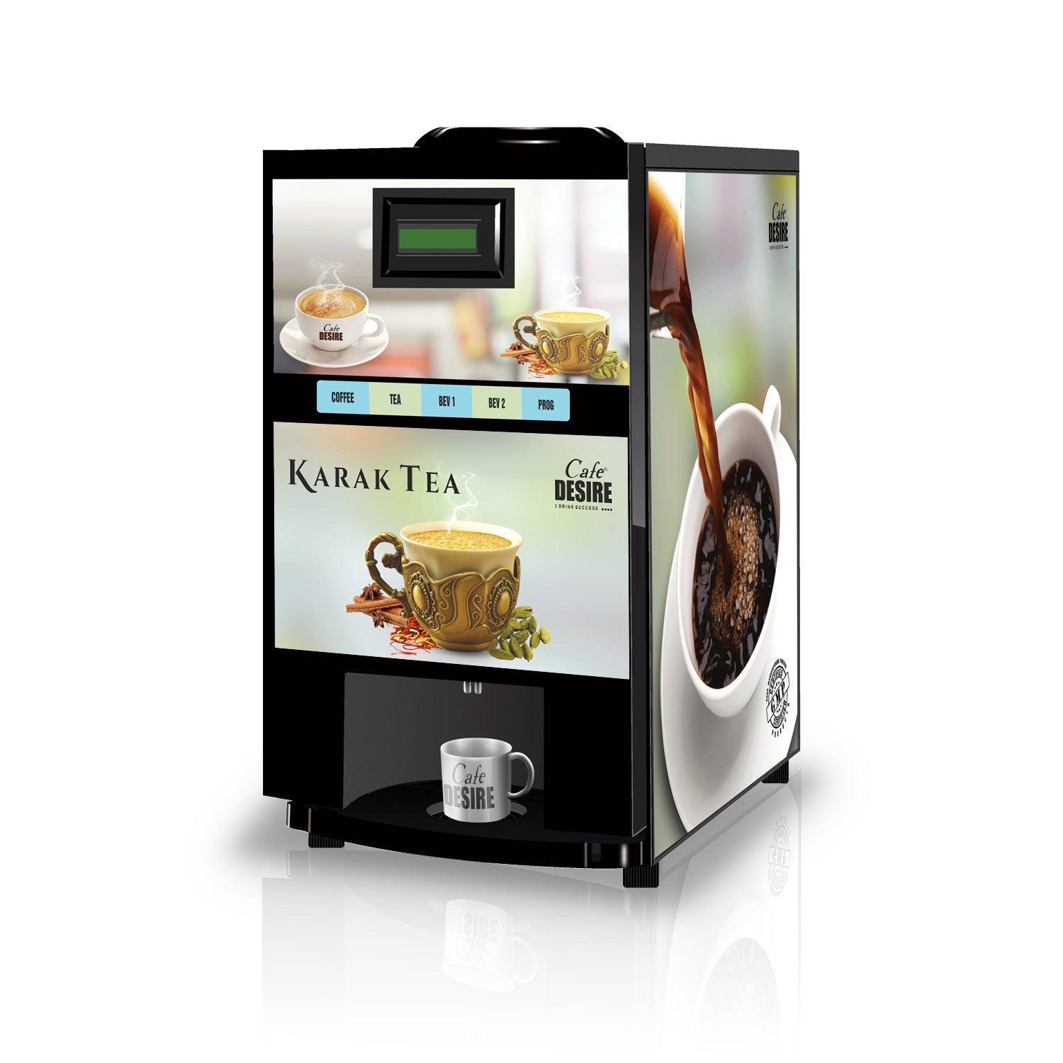 Coffee Machine 4 Lane | Four Beverage Options | Fully Automatic Tea & Coffee Vending Machine | For Offices, Shops and Smart Homes | Make 4 Varieties of Coffee Tea with Premix | No Milk, Tea, Coffee Powder Required - cd-usa.com